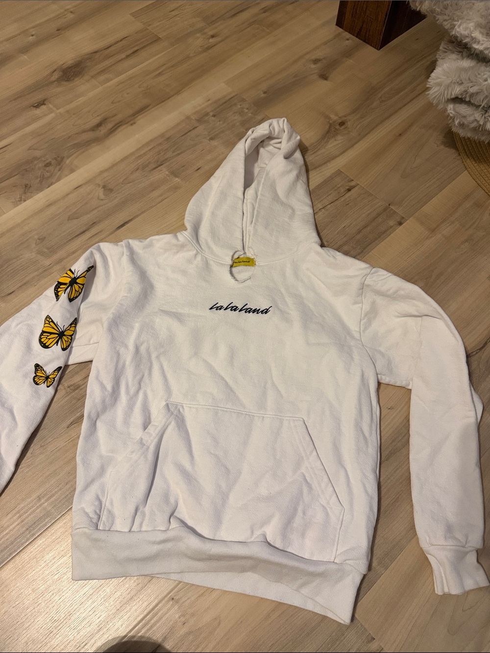 size small la la land butterfly graphic hoodie